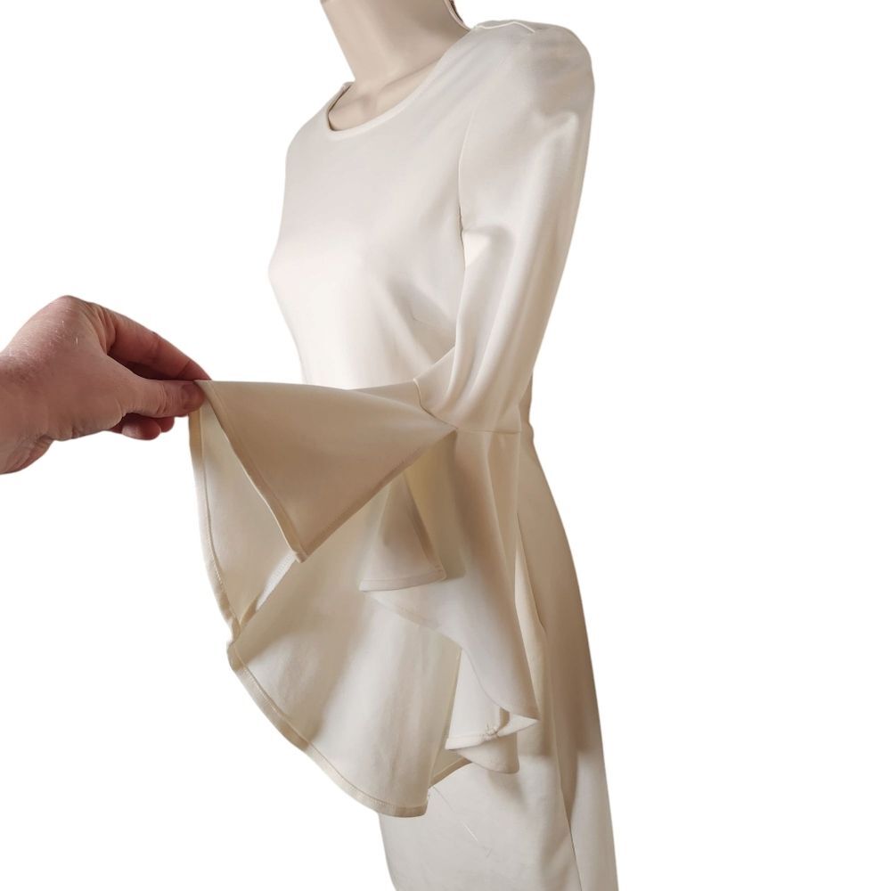 Lulus Gimme Some Flair White Flounce Bell Sleeve Bodycon Mini Dress Sexy‎ Boho S - Picture 8 of 16